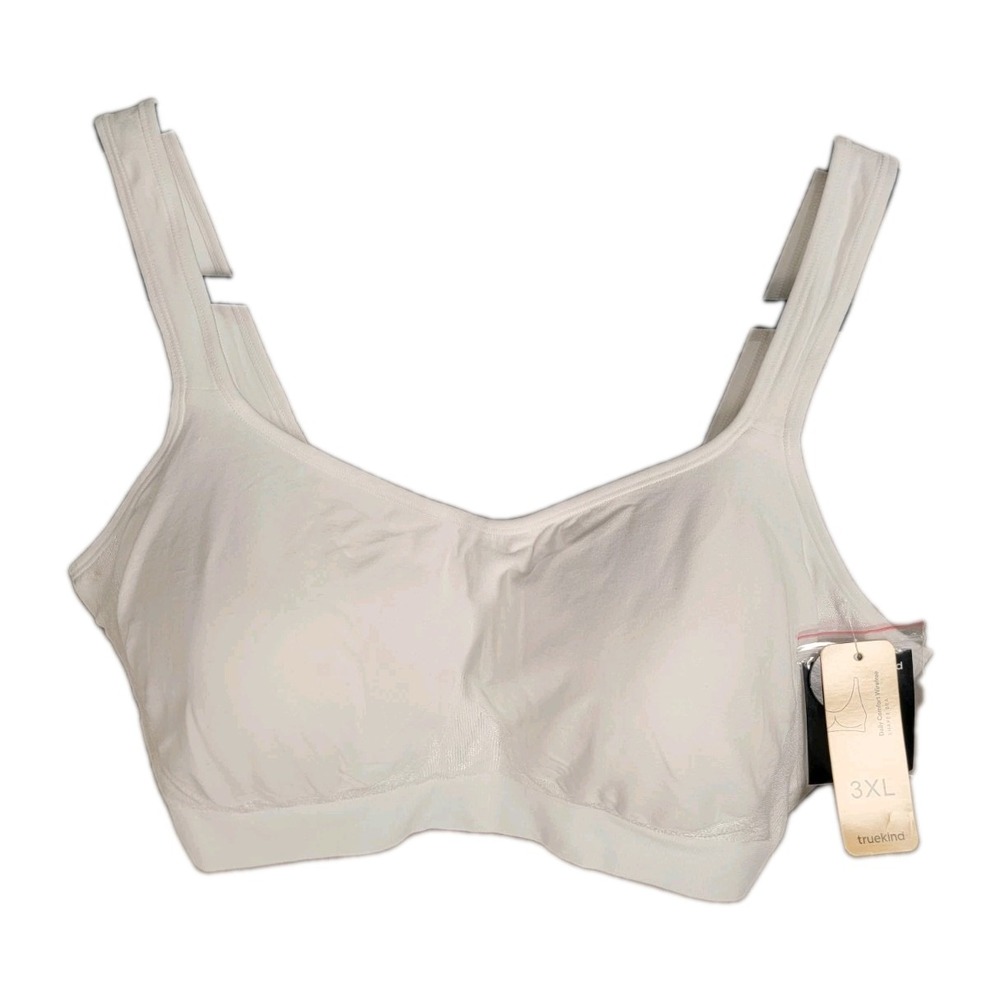 Truekind Daily Comfort Wireless Shaper Bra 3XL NWT White Seamless Extender Cozy